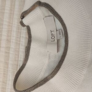 LOFT Ivory and Taupe Knit Sweater